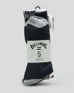 Billabong Sports Socks 5 Pack Multi New