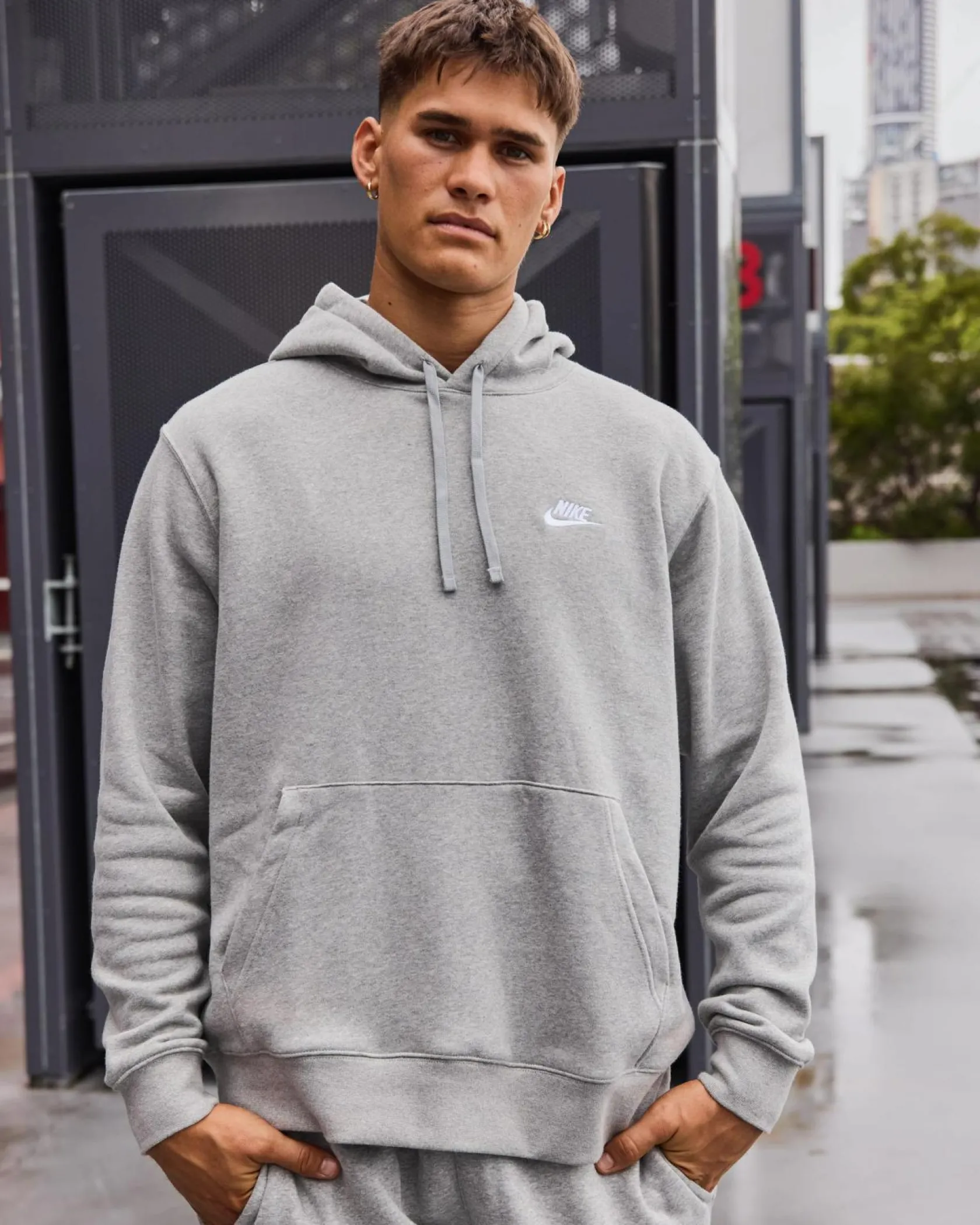 Nike Sportswear Club Hoodie Dark Grey Heather/matte Silver/white