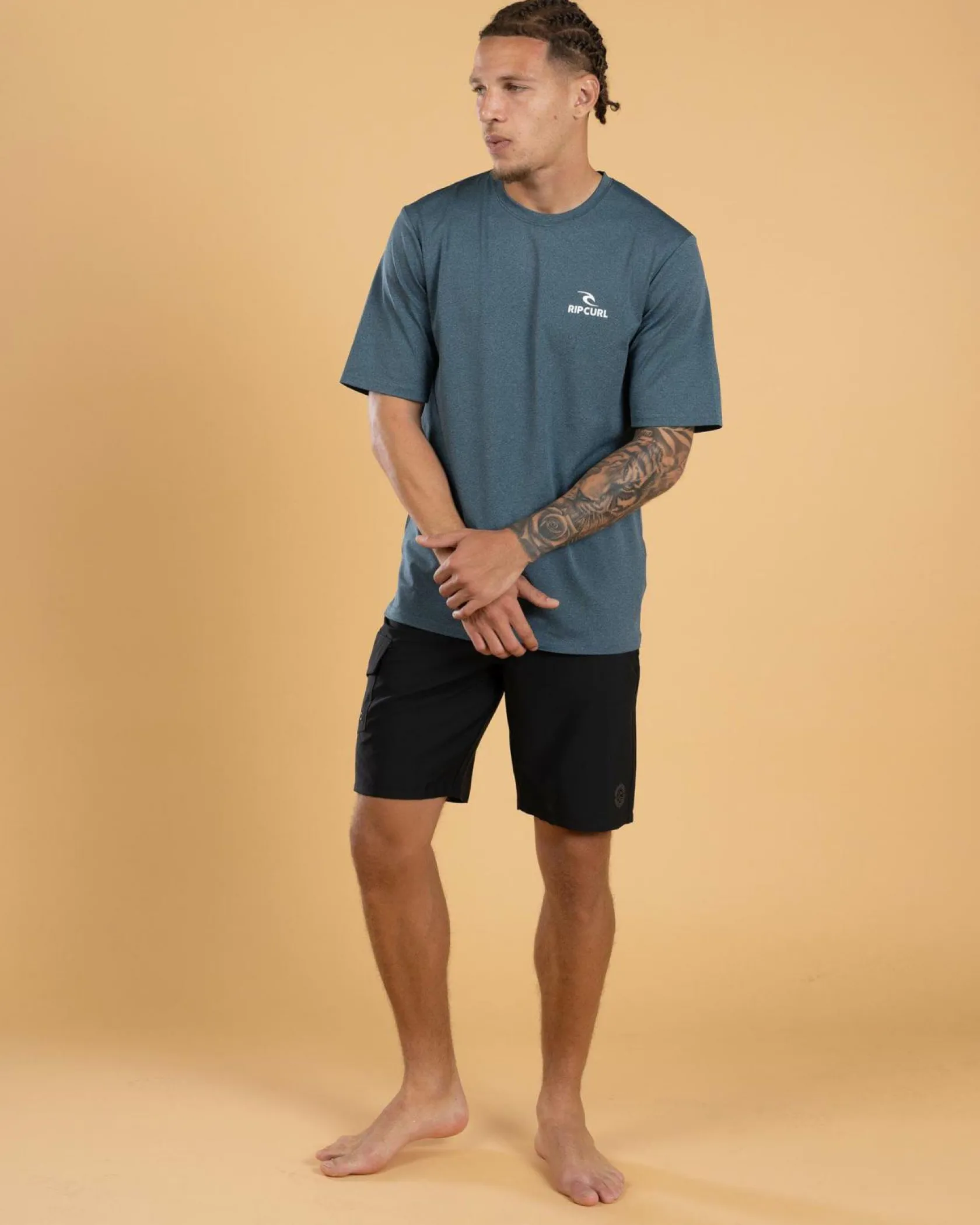 Rip Curl Stack Short Sleeve Surf T-Shirt Navy Marle Outlet