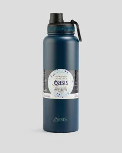 Oasis Stainless Steel 1.1L Challenger Drink Bottle Navy New
