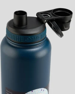 Oasis Stainless Steel 1.1L Challenger Drink Bottle Navy New