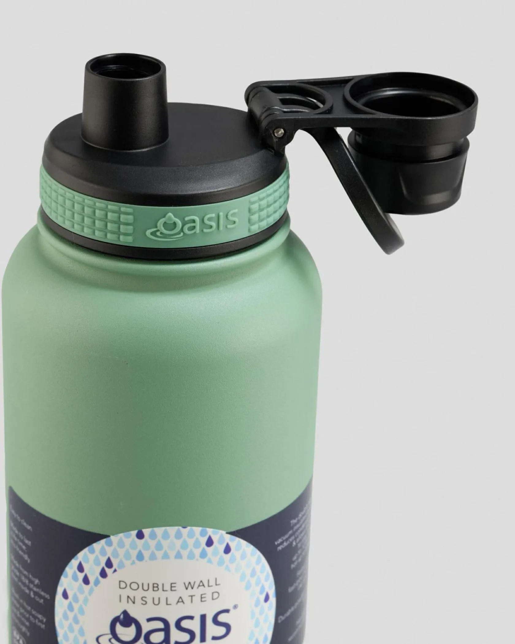 Oasis Stainless Steel 1.1L Challenger Drink Bottle Sage