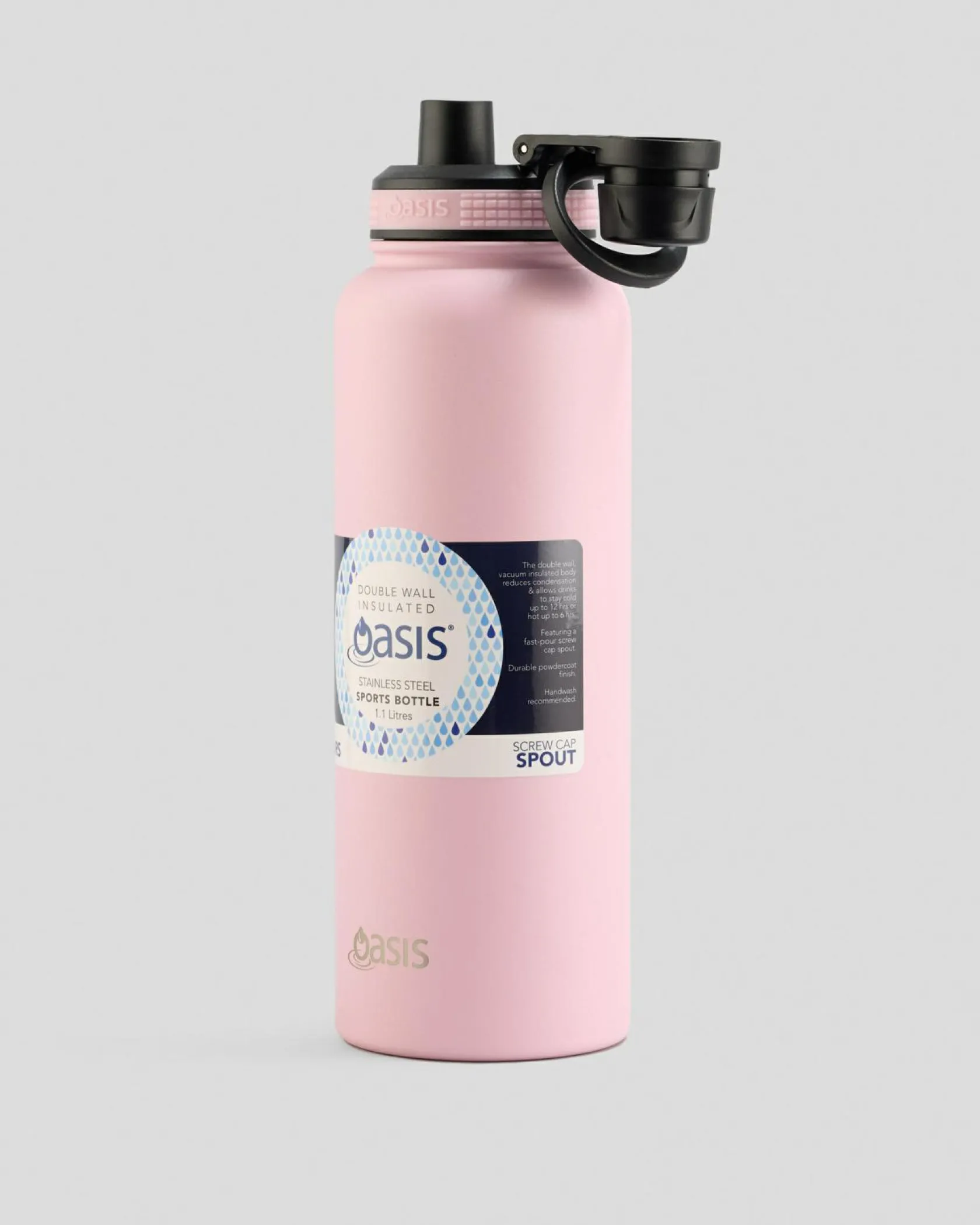 Oasis Stainless Steel 1.1L Challenger Drink Bottle Pink Outlet