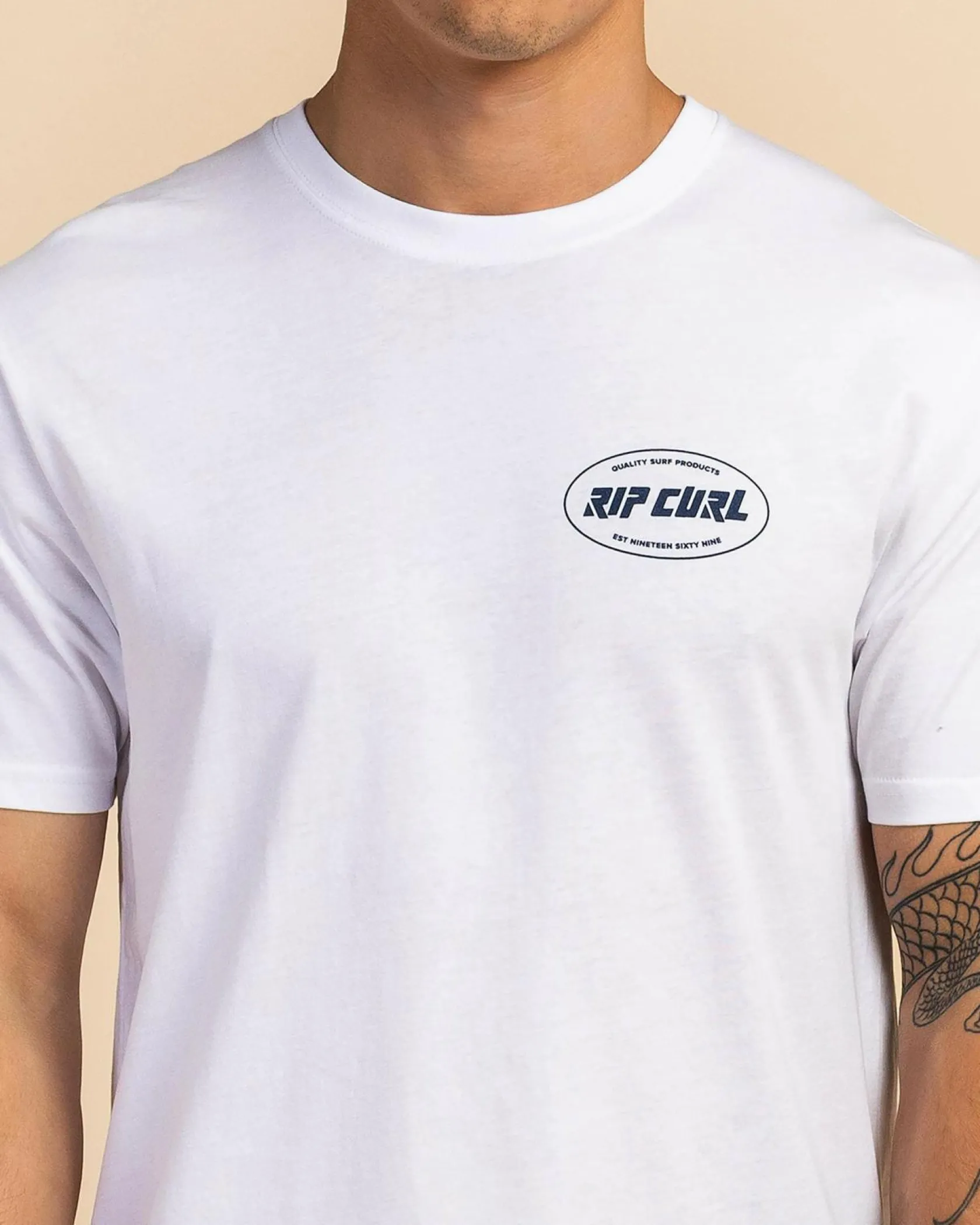 Rip Curl Staple Oval T-Shirt White Clearance
