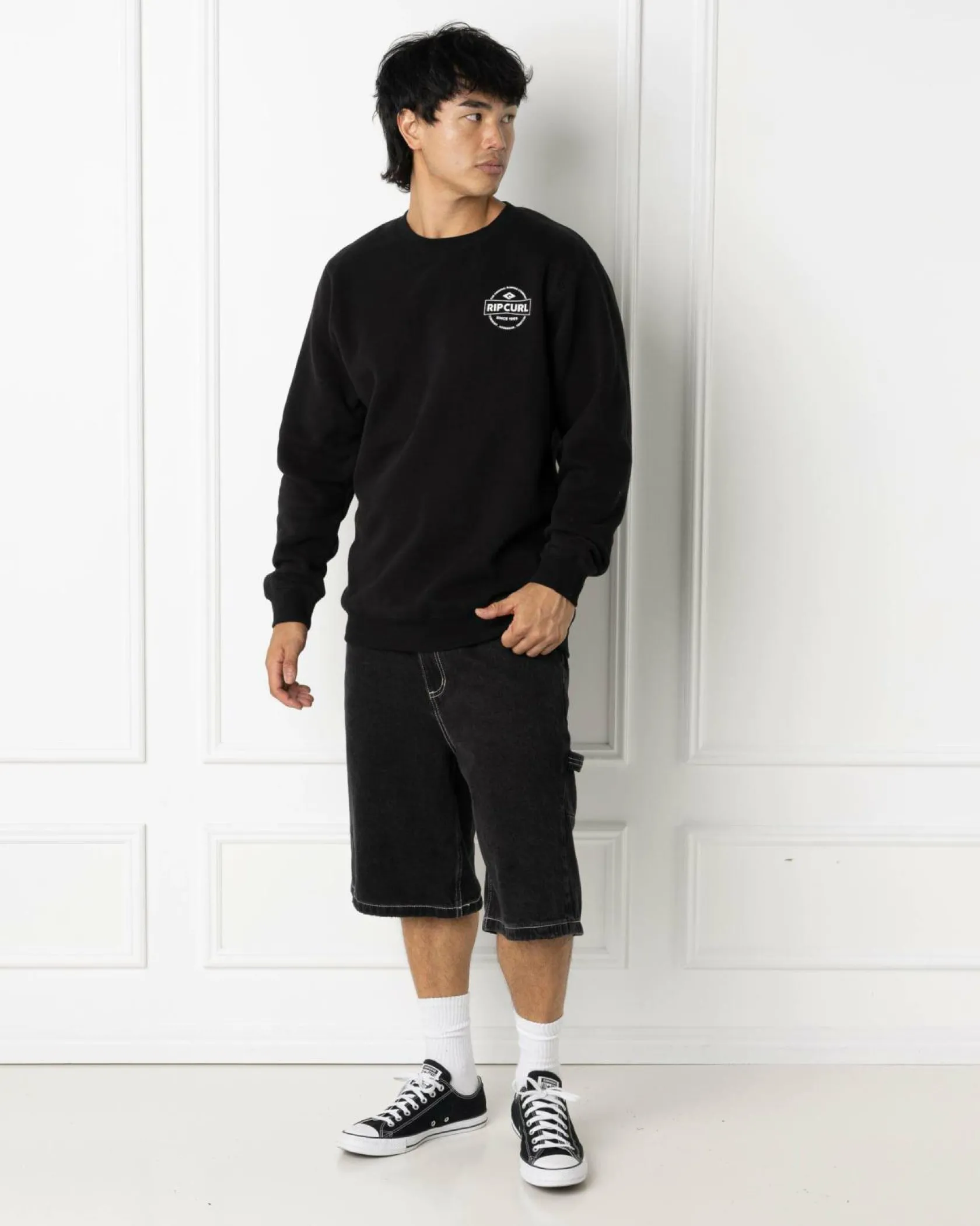 Rip Curl Stapler Crew Sweatshirt Black Clearance