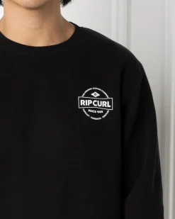 Rip Curl Stapler Crew Sweatshirt Black Clearance