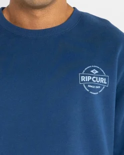 Rip Curl Stapler Crew Sweatshirt Washed Navy Discount