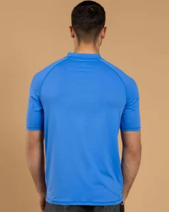 Rip Curl Stapler Short Sleeve Rash Vest Blue Gum Hot