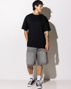 Wrangler Steezy Relaxed Denim Short Black Top Grey Hot