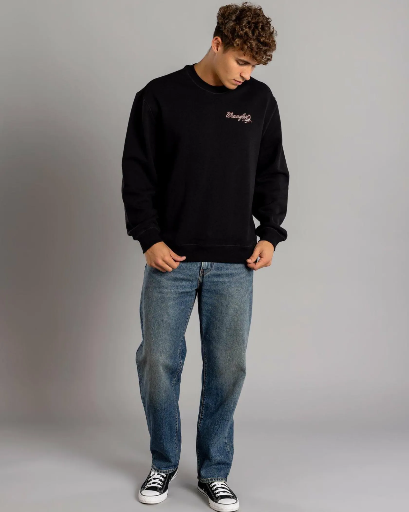 Wrangler Stinger Slouch Sweatshirt Black Outlet