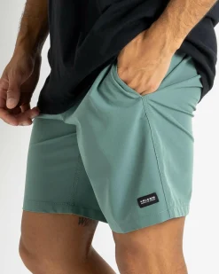 Volcom Stones Hybrid 18" Elastic Waist Shorts Dark Forest Discount