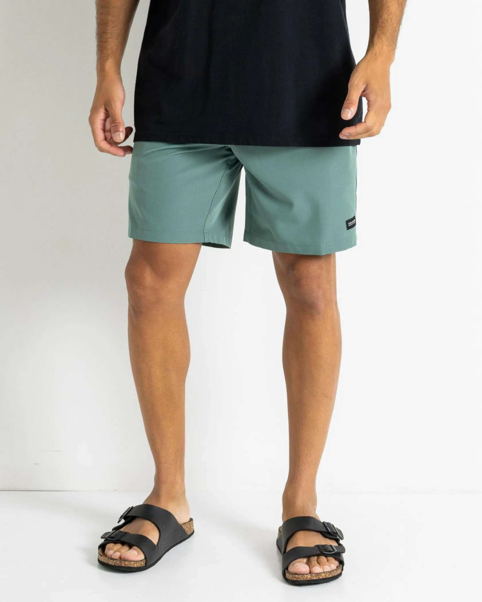 Volcom Stones Hybrid 18" Elastic Waist Shorts Dark Forest Discount