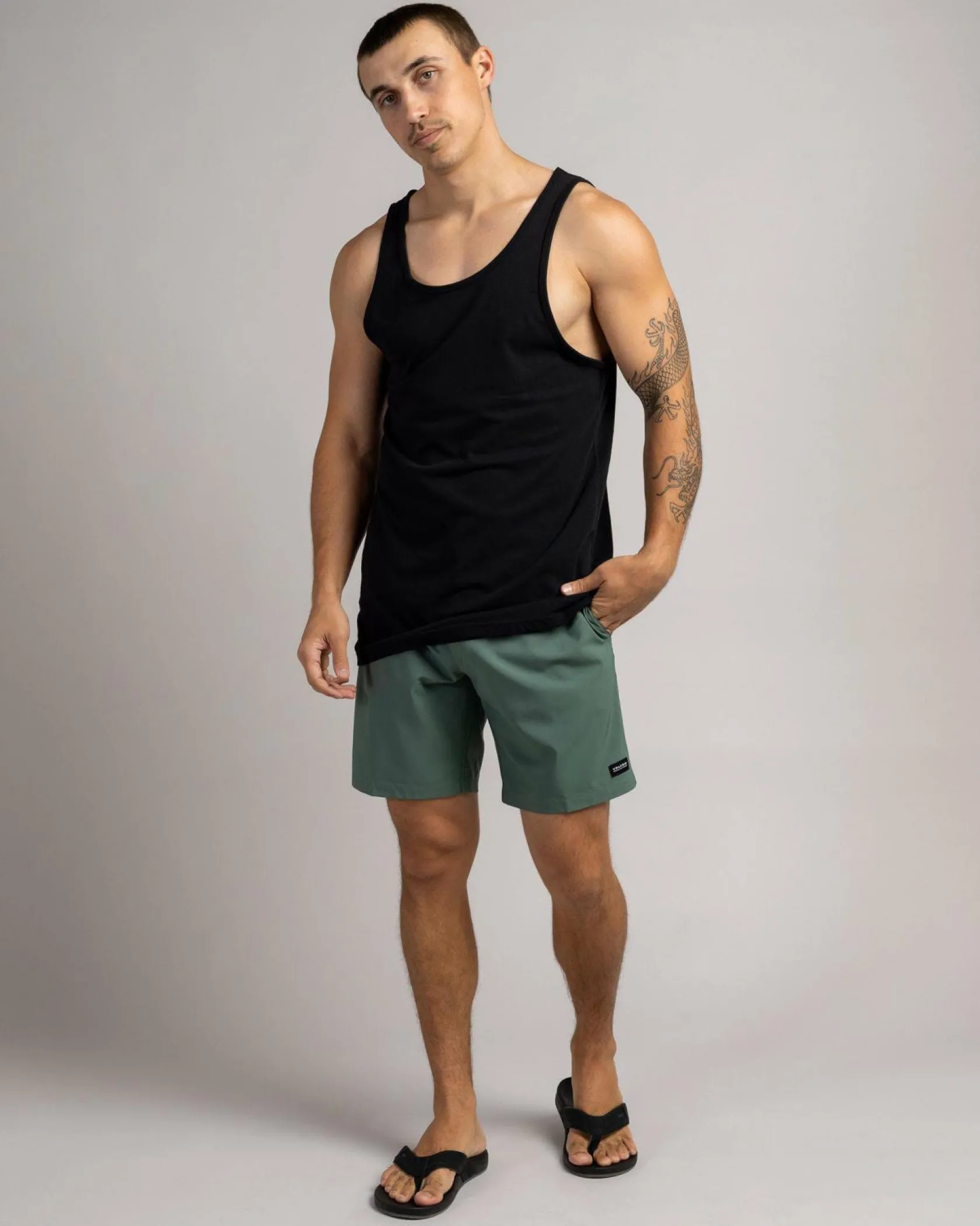Volcom Stones Hybrid Elastic Waist Shorts Dark Forest Hot