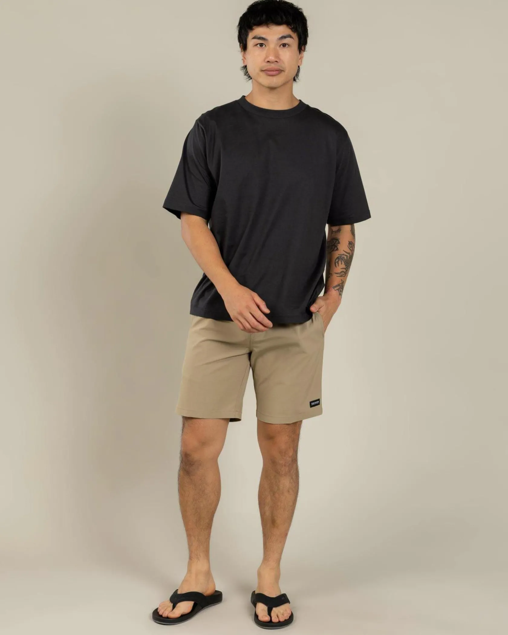Volcom Stones Hybrid Elastic Waist Shorts Khaki Hot
