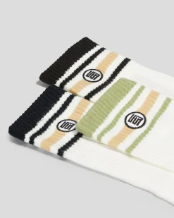 S-Double Stripe S-Dot Socks 3 Pack Navy/black/sage Hot