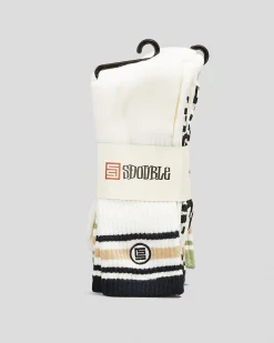S-Double Stripe S-Dot Socks 3 Pack Navy/black/sage Hot