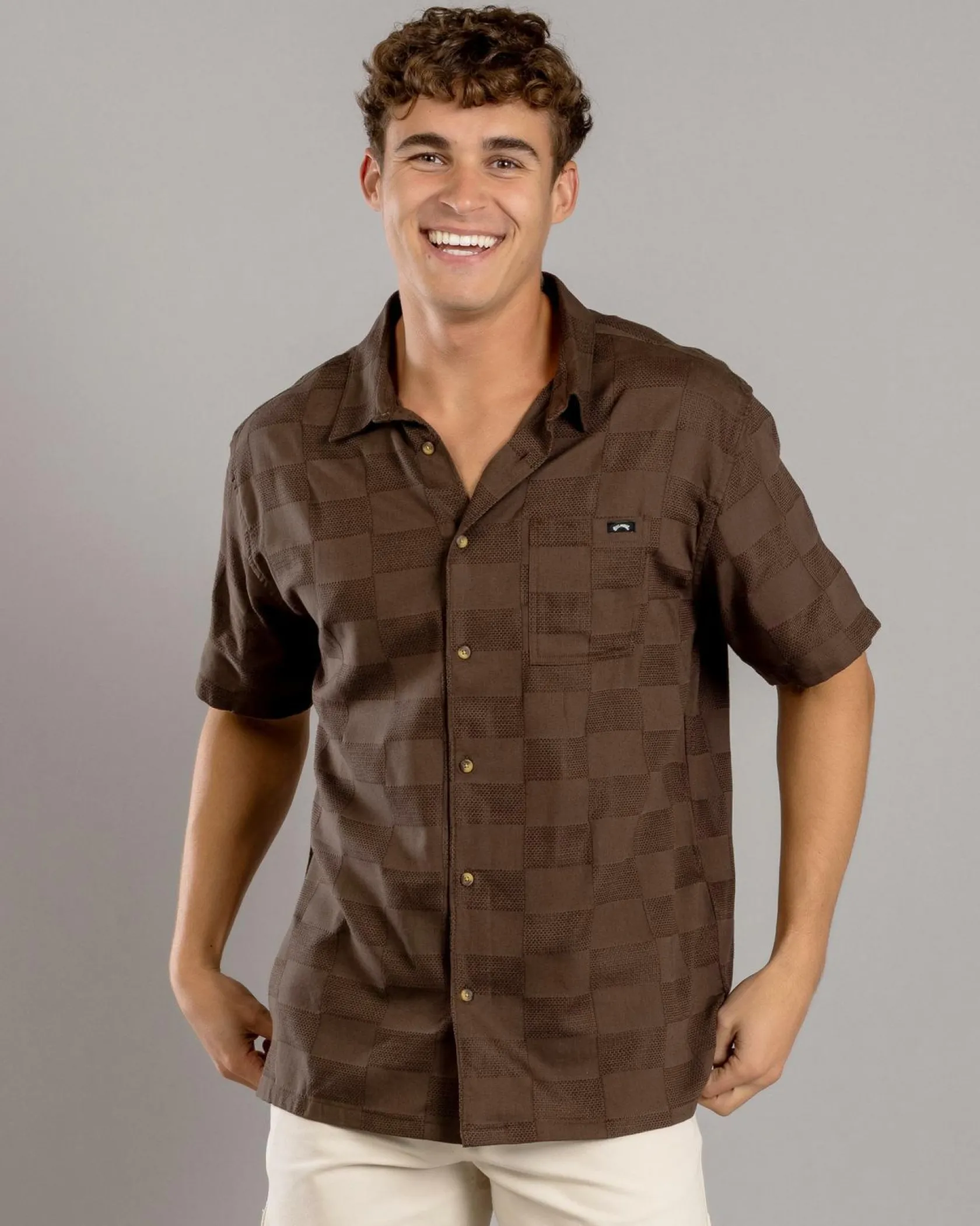 Billabong Sundays Jacquard Short Sleeve Shirt Chocolate Outlet