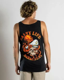 Salty Life Sunken Singlet Black Acid Best