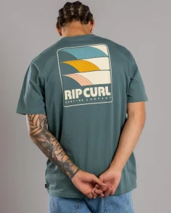 Rip Curl Surf Revival Line Up T-Shirt Blue Stone Outlet