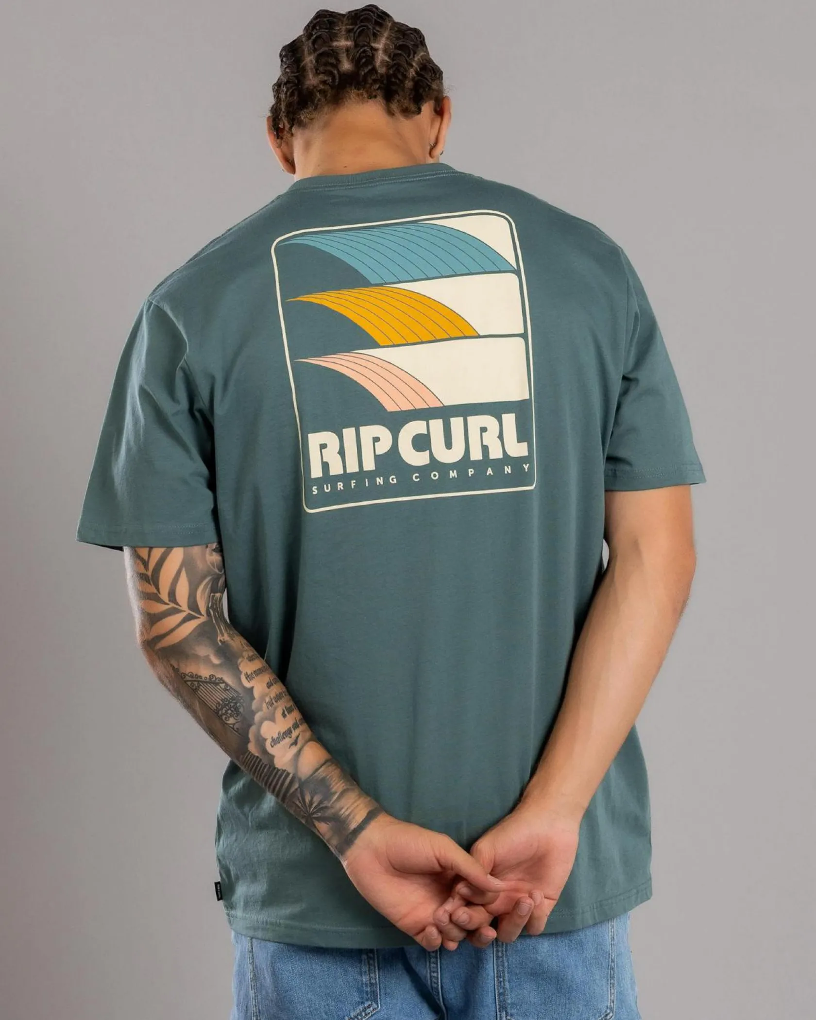 Rip Curl Surf Revival Line Up T-Shirt Blue Stone Outlet