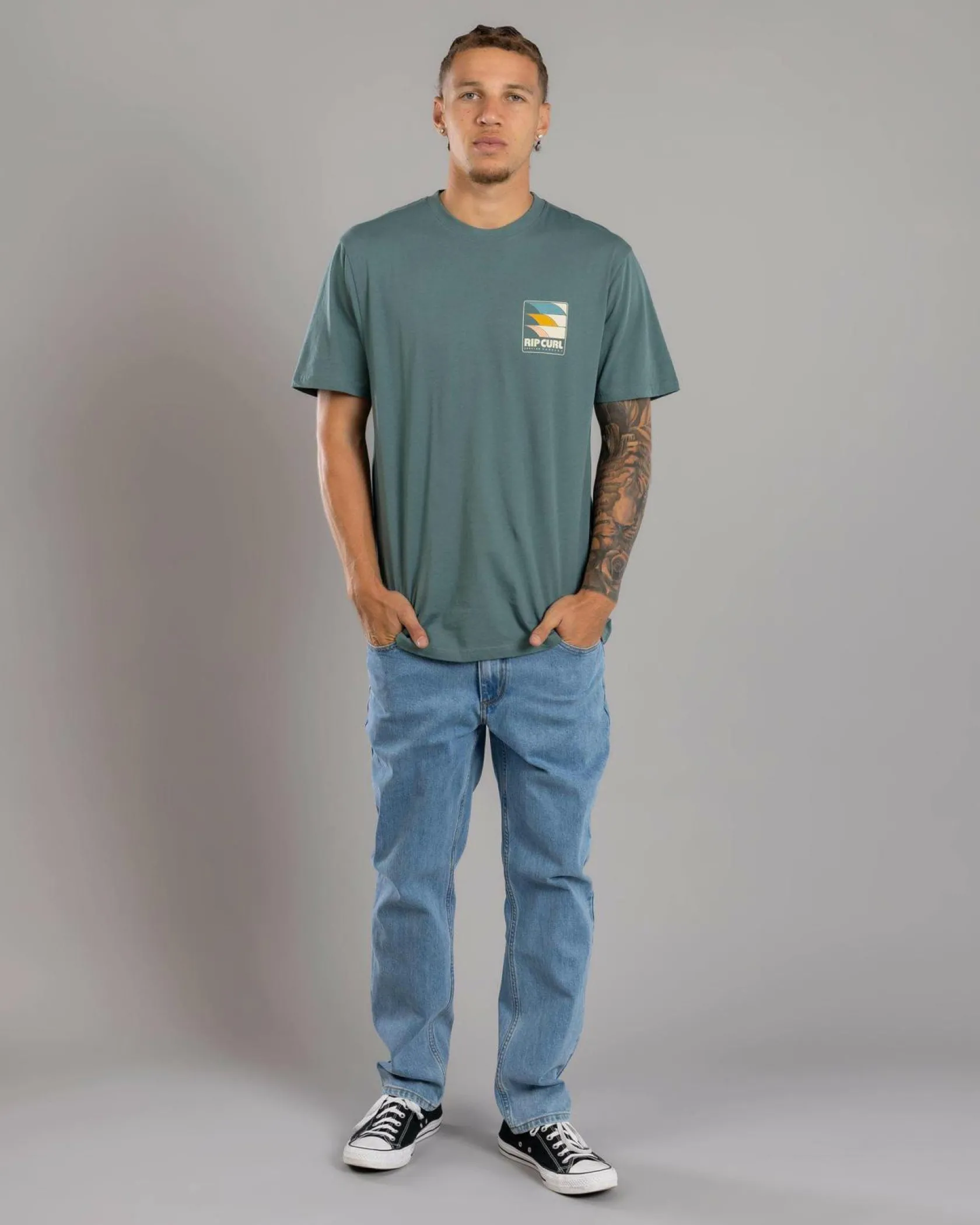 Rip Curl Surf Revival Line Up T-Shirt Blue Stone Outlet