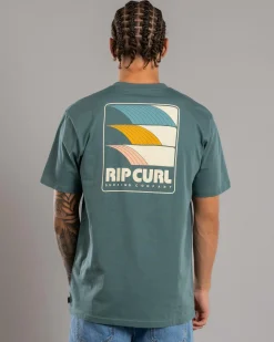 Rip Curl Surf Revival Line Up T-Shirt Blue Stone Outlet