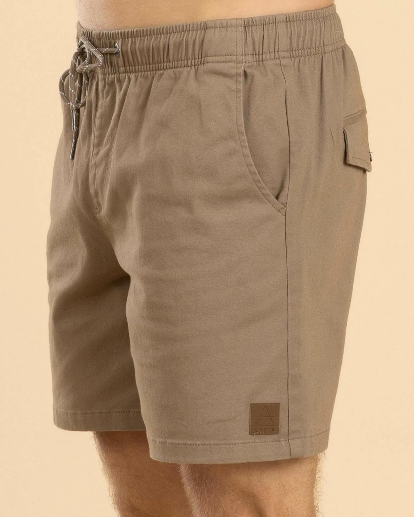 Lucid Switch Elastic Waist Shorts Sand Clearance