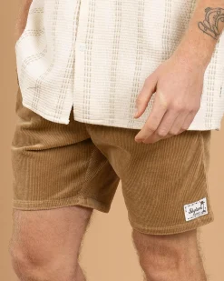 Skylark Tether Elastic Waist Shorts Tan New