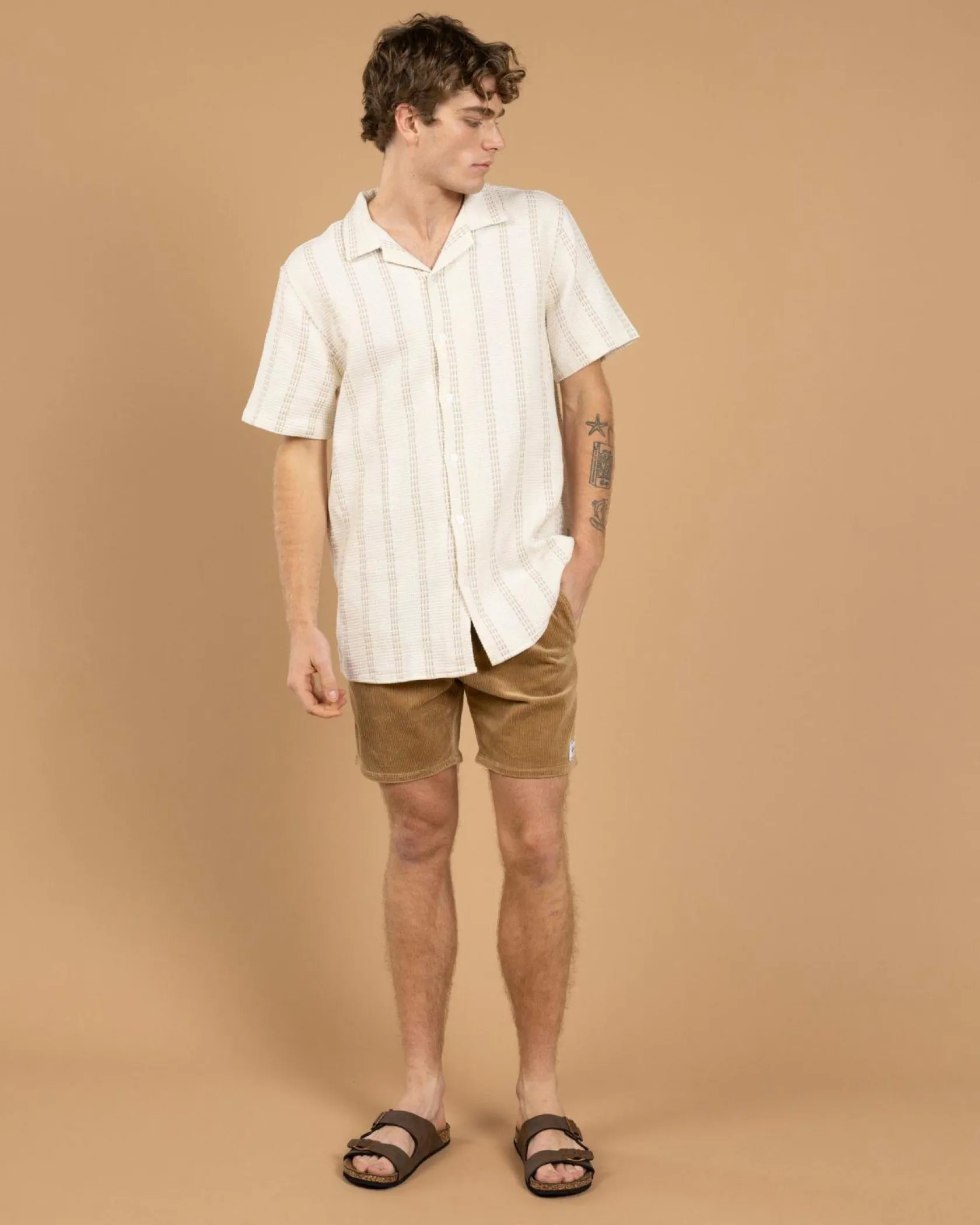 Skylark Tether Elastic Waist Shorts Tan New