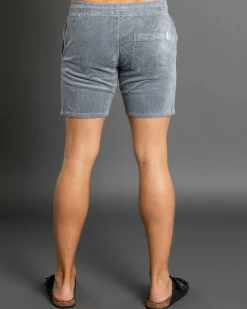 Skylark Texture Elastic Waist Shorts Slate Blue Discount