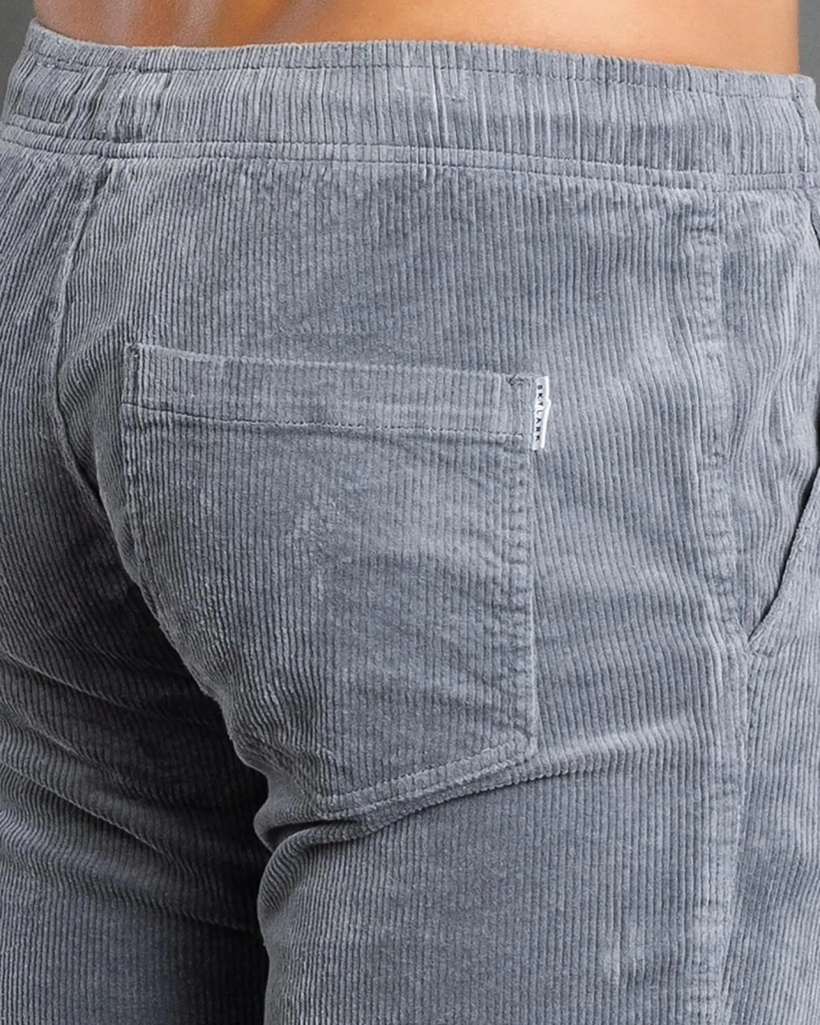 Skylark Texture Elastic Waist Shorts Slate Blue Discount
