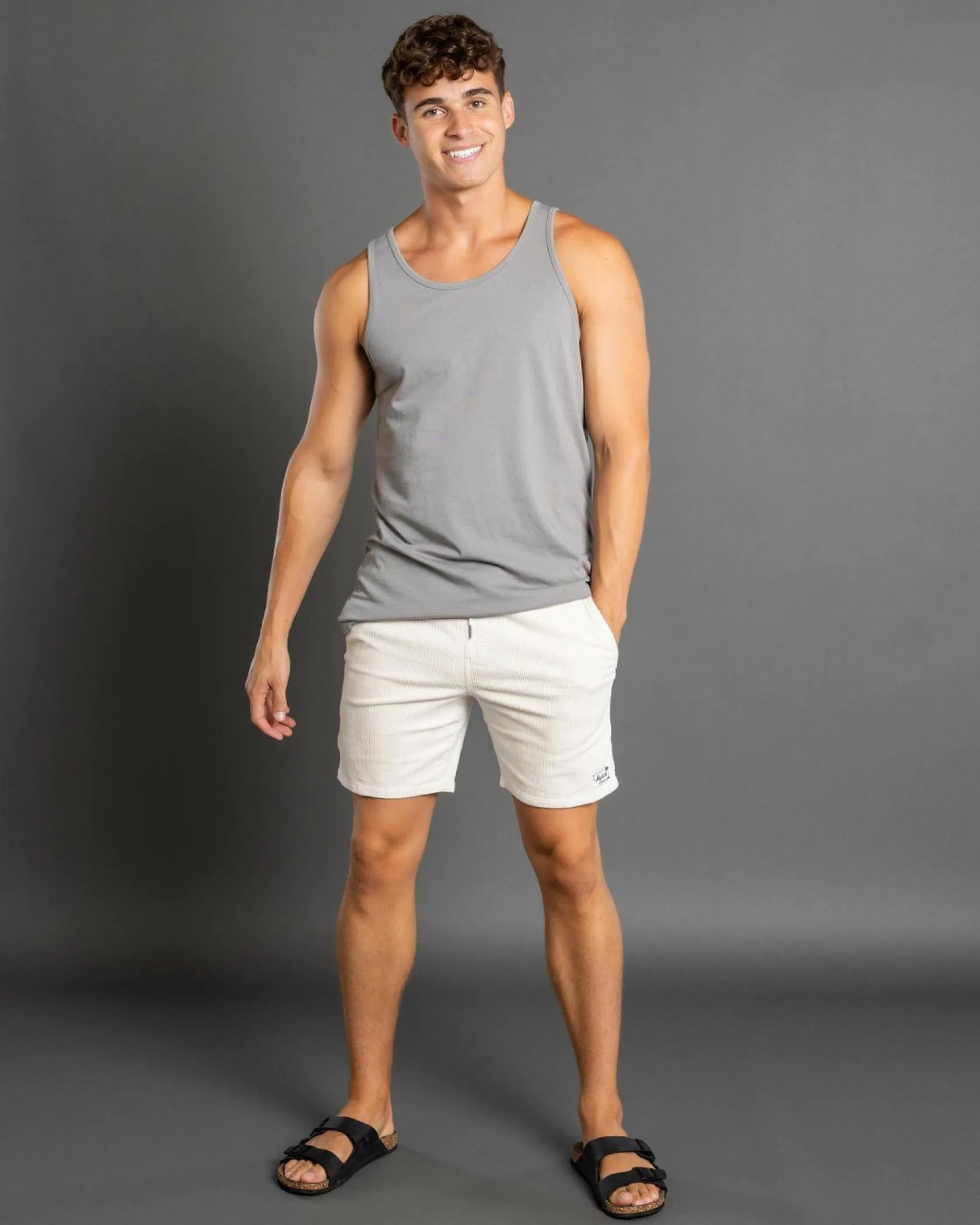 Skylark Texture Elastic Waist Shorts Optic White