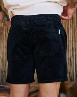 Skylark Texture Elastic Waist Shorts Black