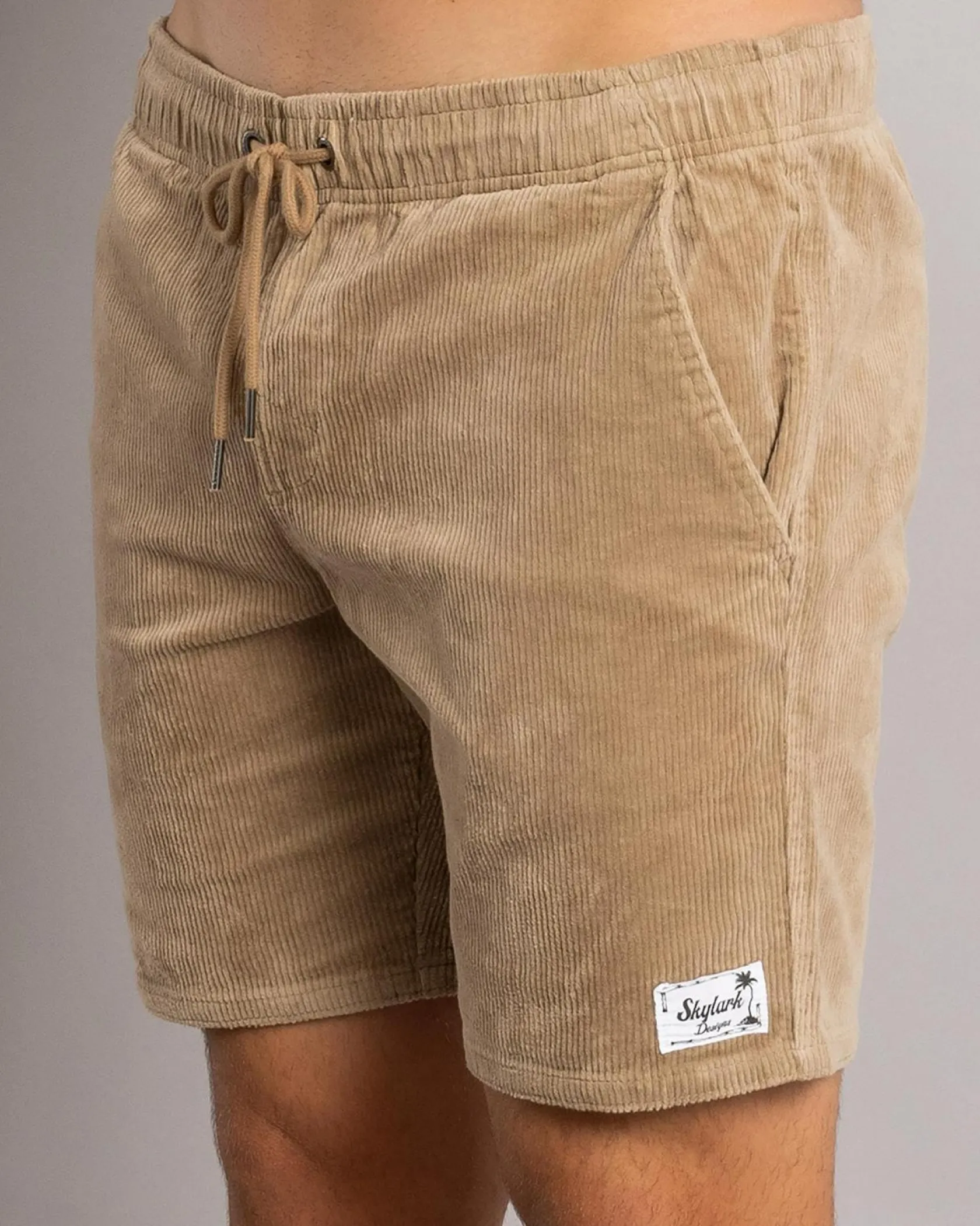 Skylark Texture Elastic Waist Shorts Tan