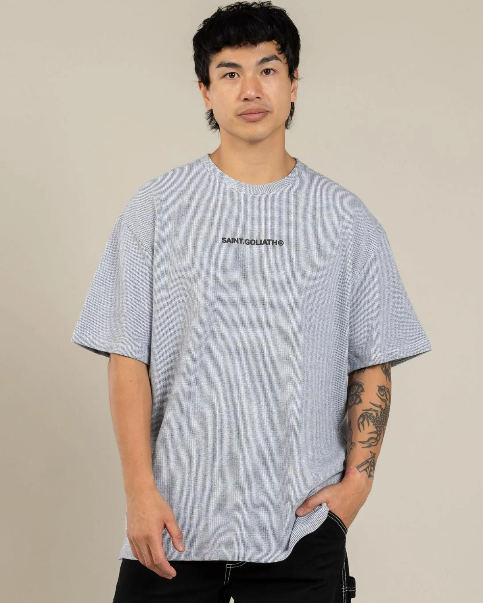 St. Goliath Textured ID T-Shirt Navy New