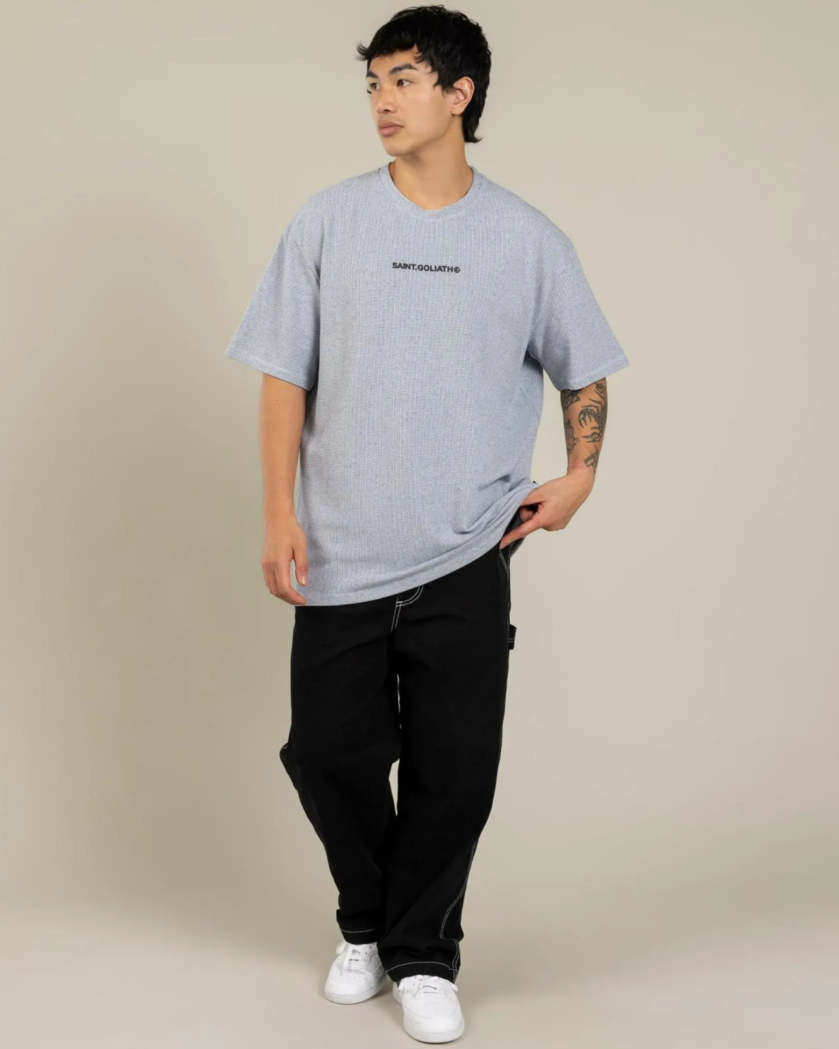 St. Goliath Textured ID T-Shirt Navy New