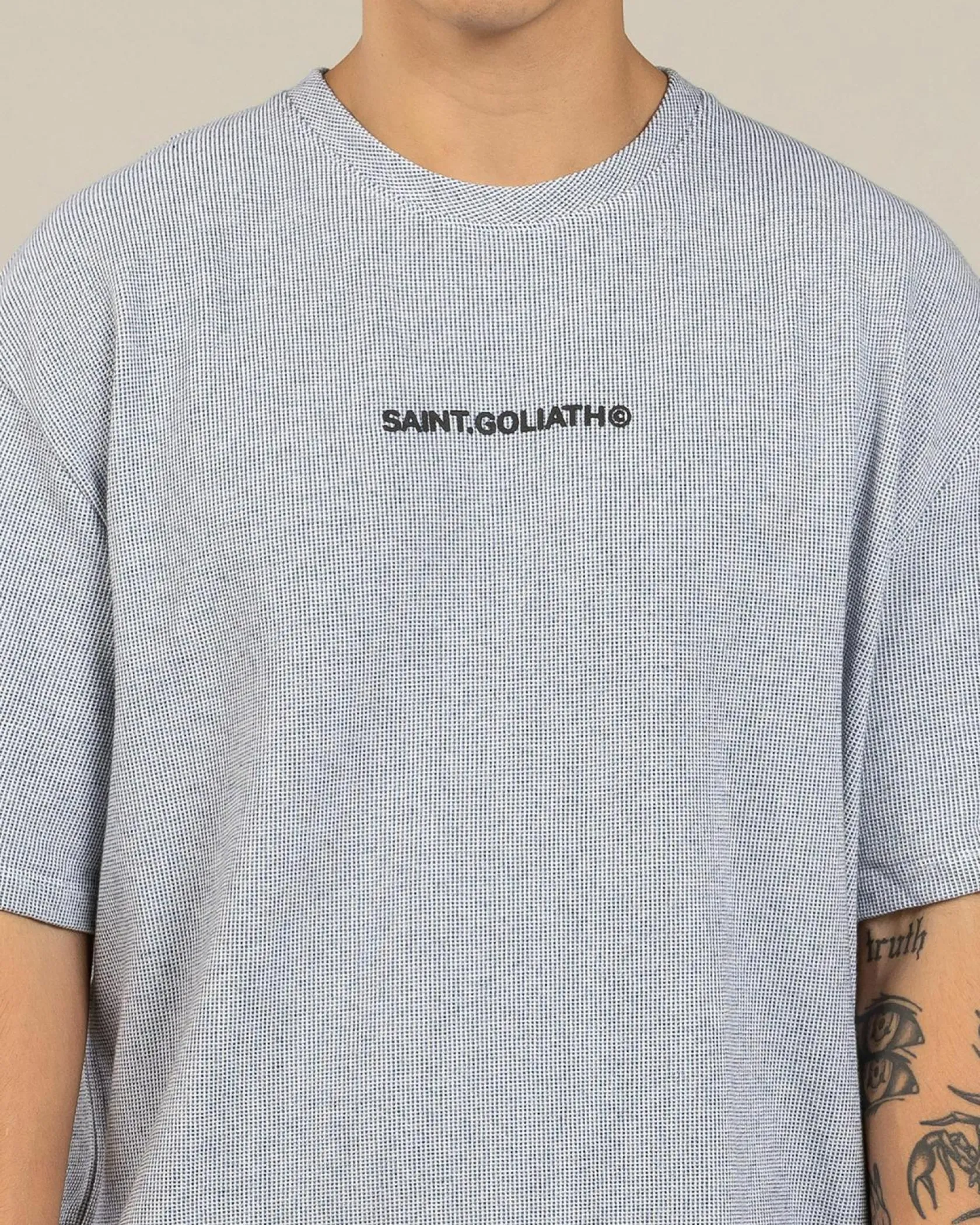 St. Goliath Textured ID T-Shirt Navy New