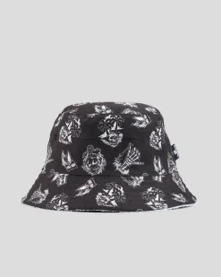 The Mad Hueys The Sailor Anchor Reversible Terry Bucket Hat White Clearance