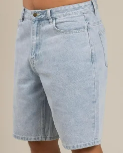 Happy Hour Thrift Denim Shorts Bleached Blue Best