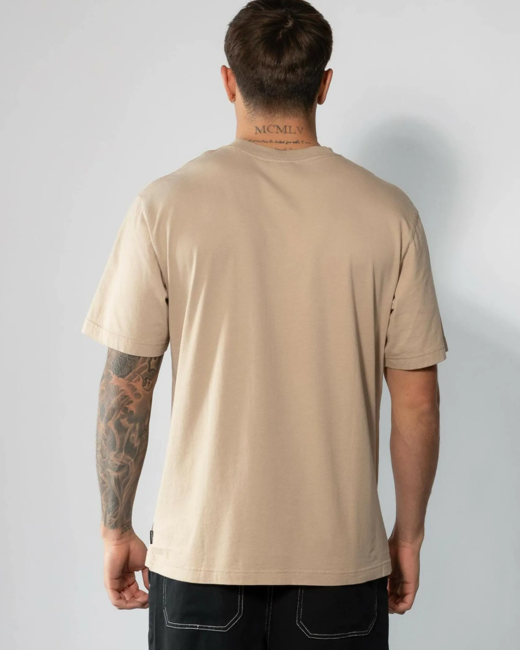 Afends Thrown Out T-Shirt Taupe/black Outlet