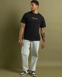 Afends Thrown Out T-Shirt Black/taupe New