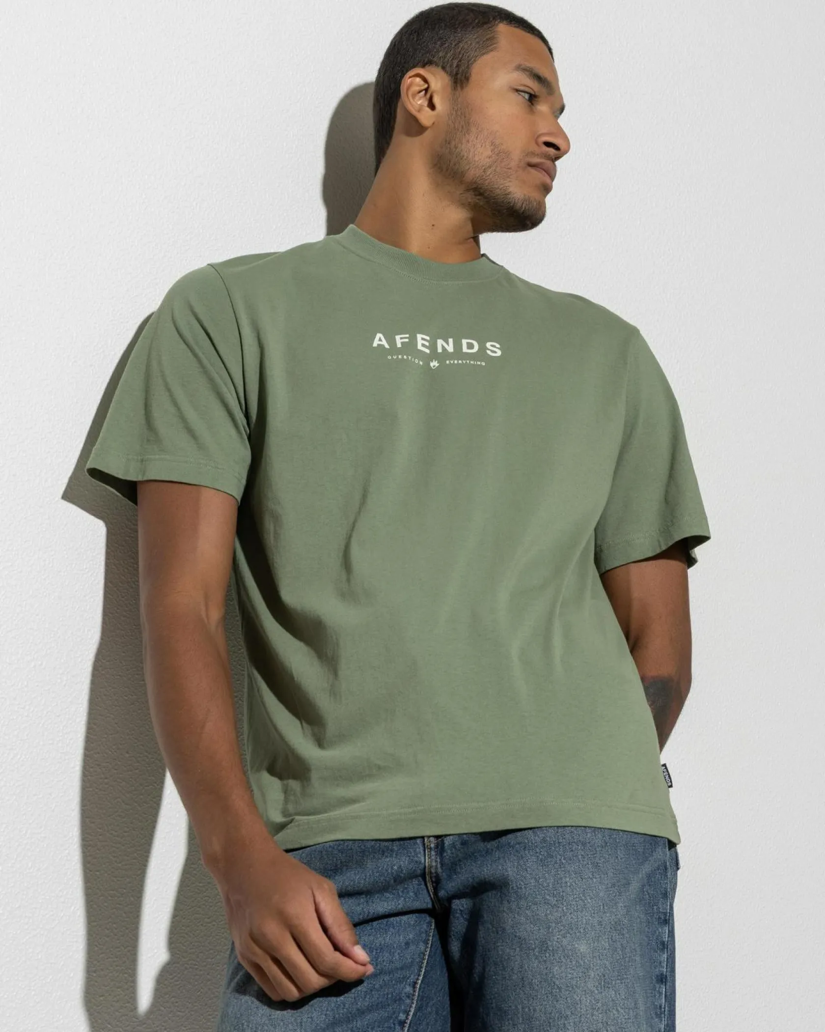 Afends Thrown Out T-Shirt Oil Green Online