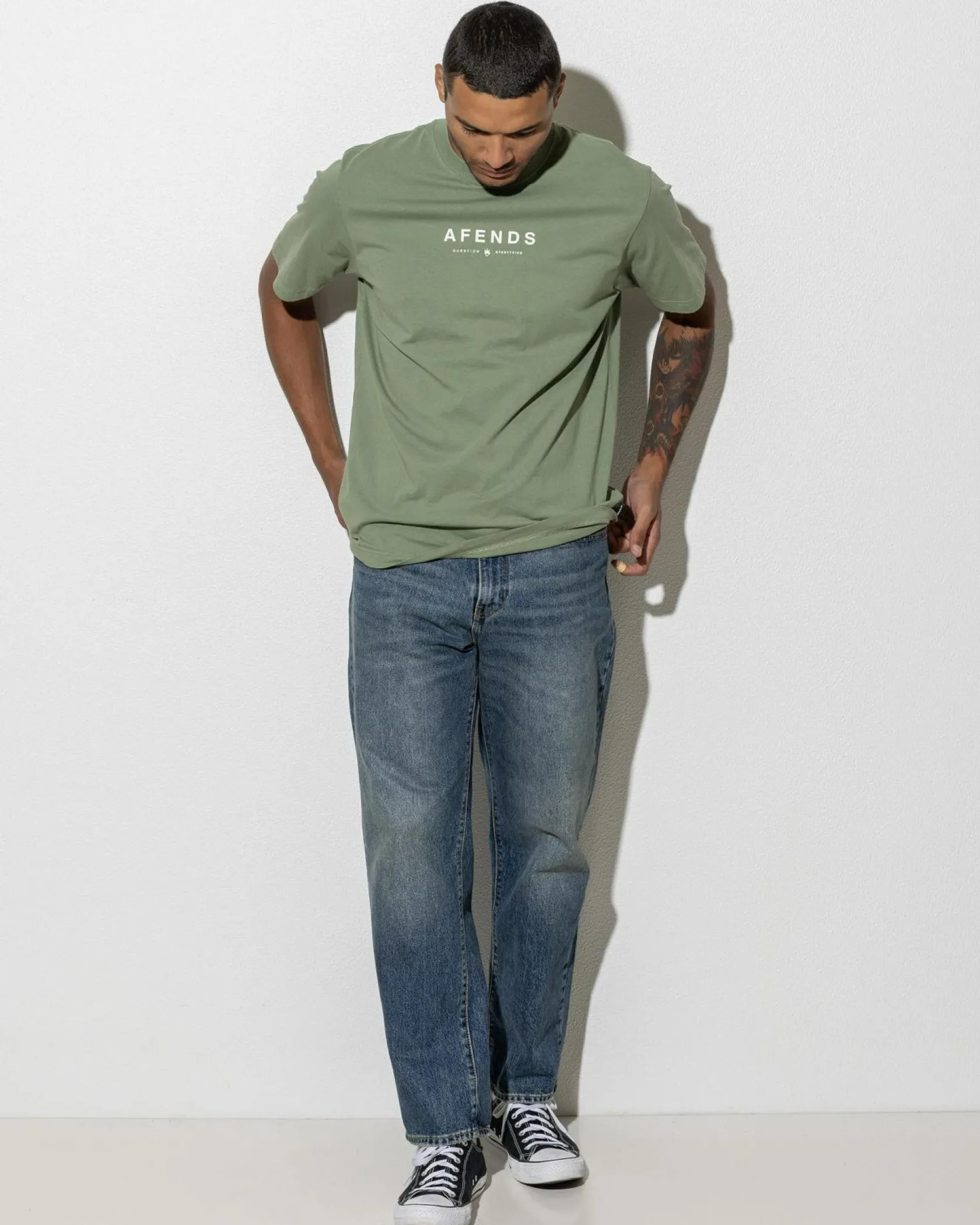 Afends Thrown Out T-Shirt Oil Green Online