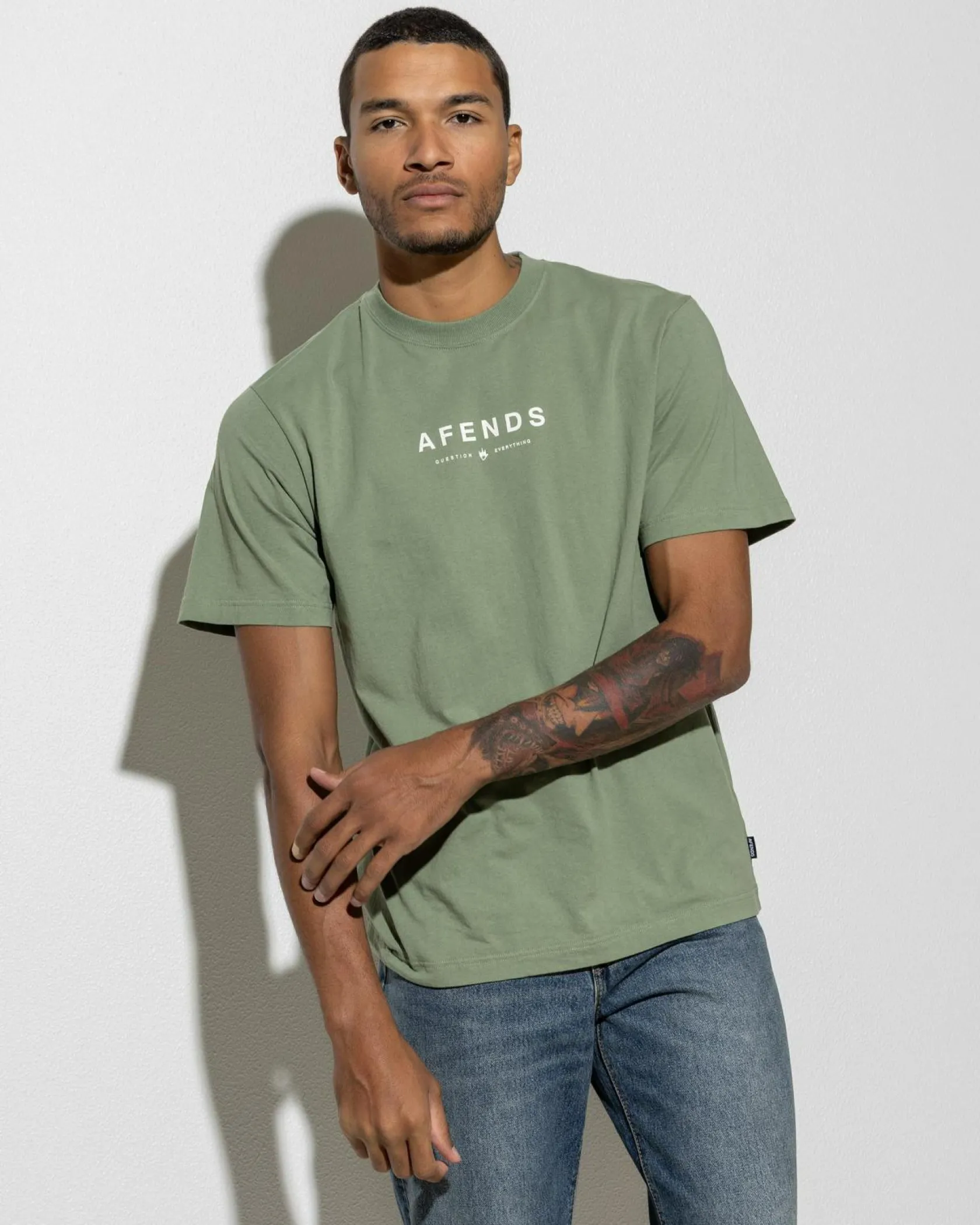 Afends Thrown Out T-Shirt Oil Green Online