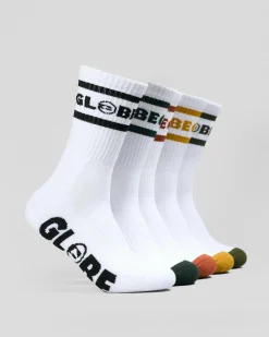 Globe Tilt Crew Socks 5 Pack White/assorted Outlet