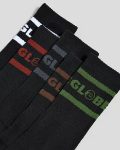 Globe Tilt Crew Socks 5 Pack Black/assorted Outlet
