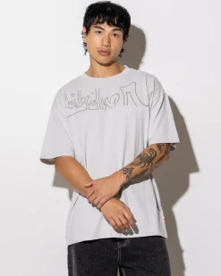 Quiksilver Top Line Knit T-Shirt Grey Violet New
