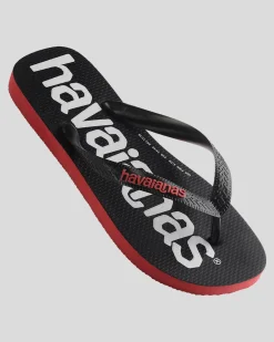 Havaianas Top Logomania 2 Thongs Black/ruby Red Best