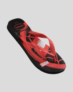 Havaianas Top Marvel Spiderman Thongs Black/ruby Red Hot