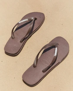 Havaianas Top Rubber Logo Thongs Brown New